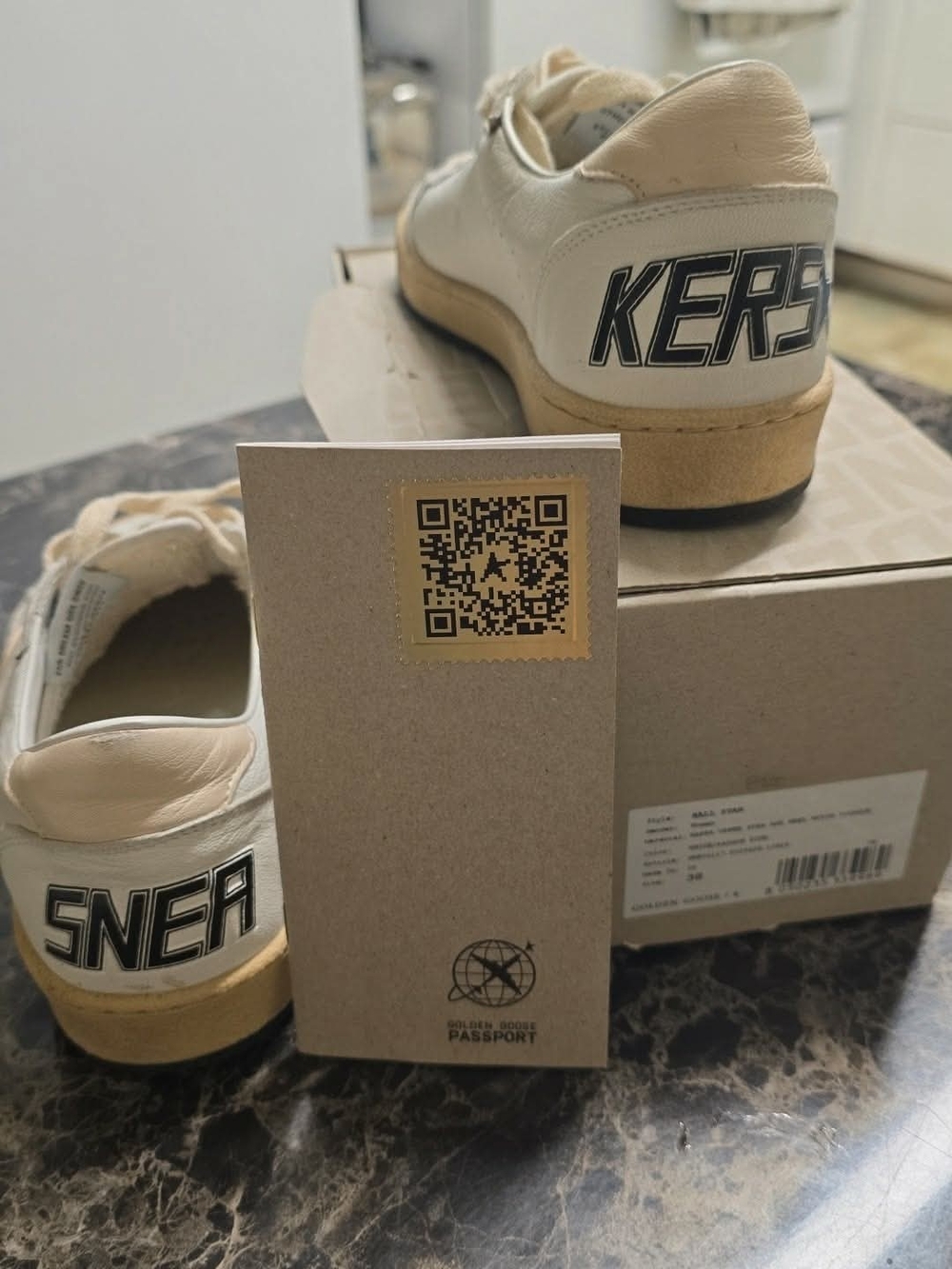 Golden Goose Cream and Tan Low-Top Sneakers with Branded Heel